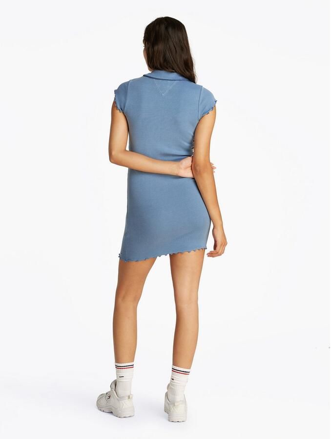 TOMMY JEANS Polojurk TJW GMD RIB POLO SS DRESS met geribde structuur babylockzoom - Foto 2