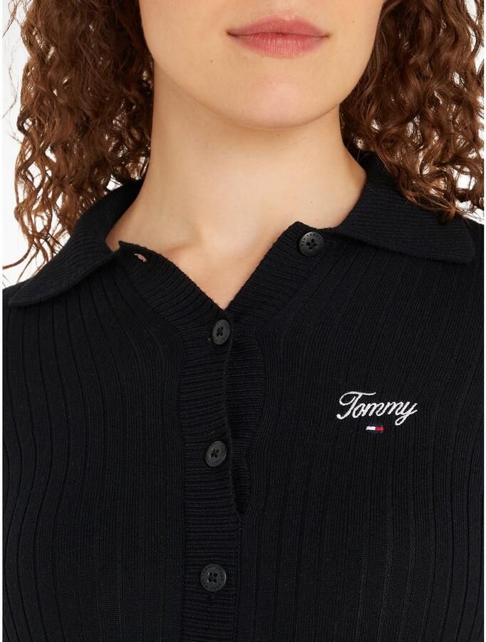 TOMMY JEANS Polojurk TJW SCRIPT POLO SWEATER DRESS met script logo-opdruk