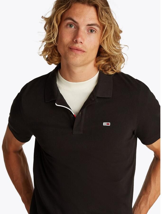 Tommy Jeans Polo Shirt Korte Mouw Flag Slim Polo Shirt Black - Foto 14