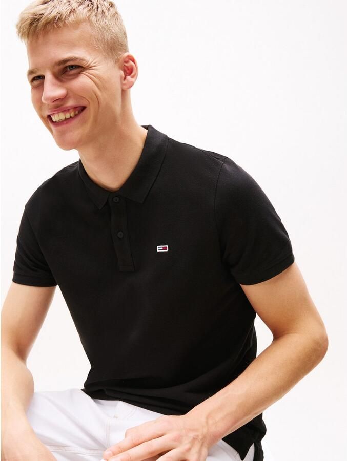 Tommy Jeans Polo Shirt Korte Mouw Flag Slim Polo Shirt Black - Foto 3