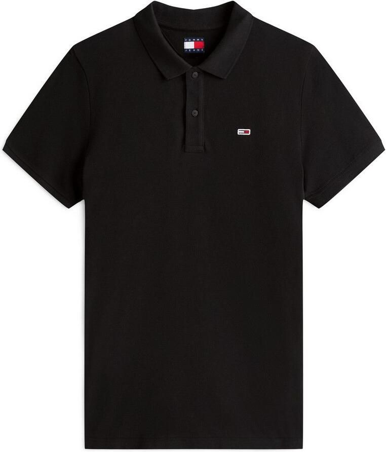 Tommy Jeans Polo Shirt Korte Mouw Flag Slim Polo Shirt Black