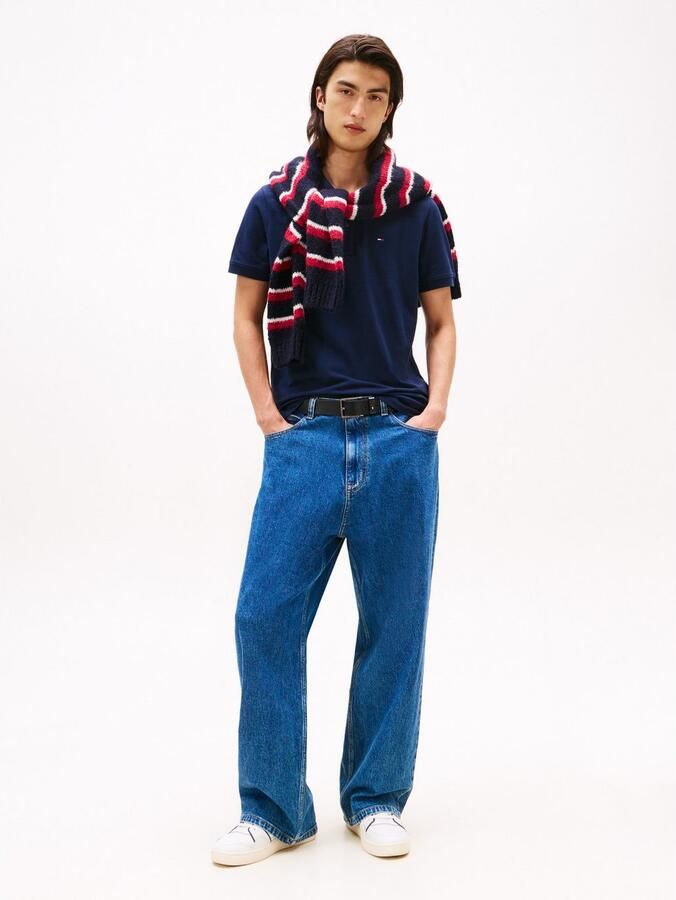 Tommy Jeans Polo Shirt Korte Mouw Flag Slim Polo Shirt Dark Night Navy - Foto 8