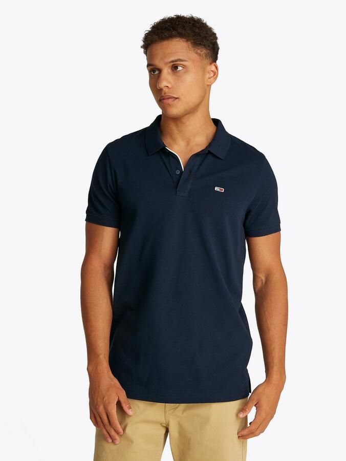 Tommy Jeans Polo Shirt Korte Mouw Flag Slim Polo Shirt Dark Night Navy - Foto 10