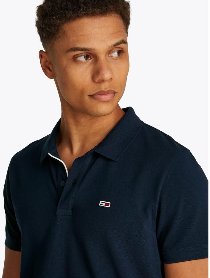 Tommy Jeans Polo Shirt Korte Mouw Flag Slim Polo Shirt Dark Night Navy - Foto 4