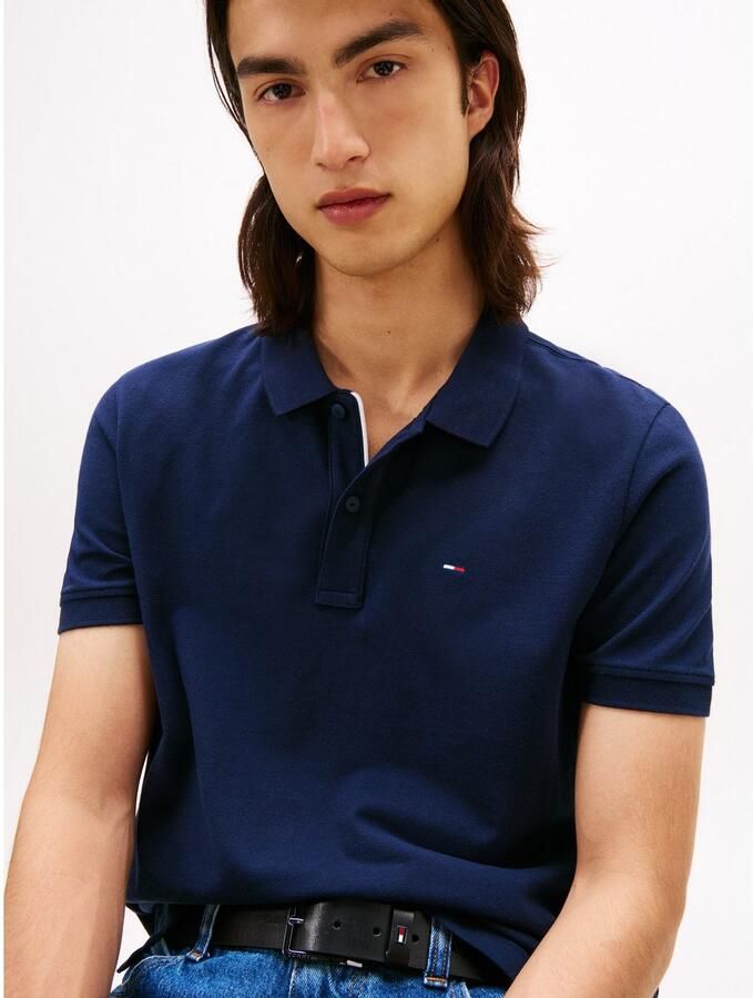 Tommy Jeans Polo Shirt Korte Mouw Flag Slim Polo Shirt Dark Night Navy - Foto 5