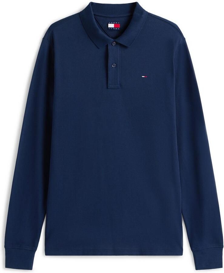 Tommy Jeans Plus Poloshirt met lange mouwen TJM SLIM PLACKET POLO LS EXT in grote maten logoborduring