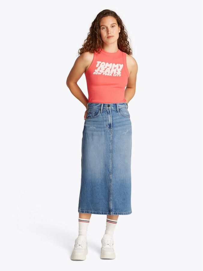 TOMMY JEANS rok CLAIRE MIDI SKIRT BI8036 in midi-lengte in blauwe was - Foto 3