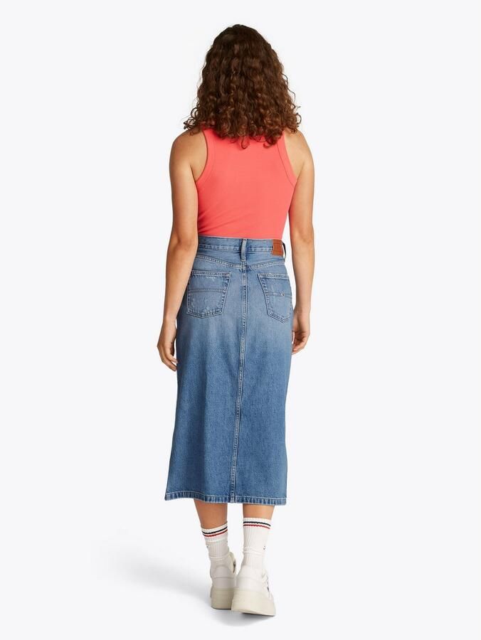 TOMMY JEANS rok CLAIRE MIDI SKIRT BI8036 in midi-lengte in blauwe was - Foto 4