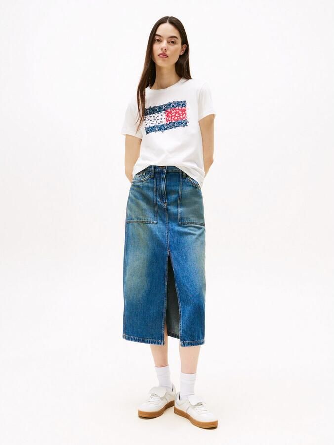 TOMMY JEANS rok CLAIRE MIDI SKIRT UTILITY CI2037