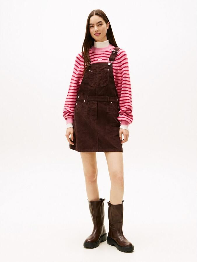 TOMMY JEANS Salopetjurk TJW SCRIPT CORD DUNGAREES DRESS