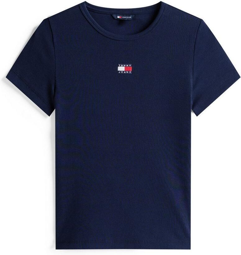 Tommy Jeans Geribbelde Stretch T-shirt Blauwe Ronde Hals Blue Heren - Foto 5