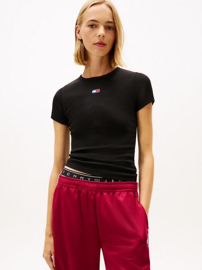 TOMMY JEANS Dames Tops & T-shirts Twj Slim Badge Rib Tee Zwart - Foto 5