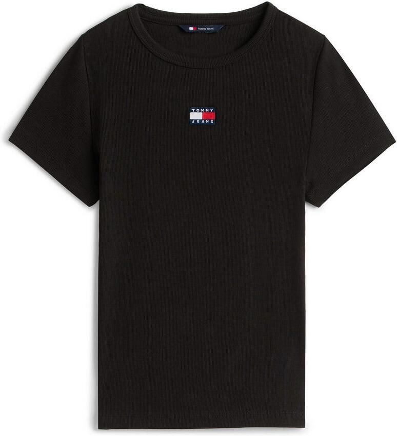 TOMMY JEANS Dames Tops & T-shirts Twj Slim Badge Rib Tee Zwart