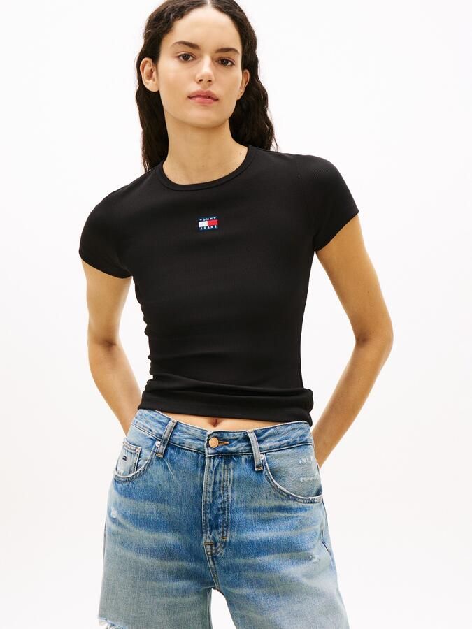 TOMMY JEANS Dames Tops & T-shirts Twj Slim Badge Rib Tee Zwart - Foto 11