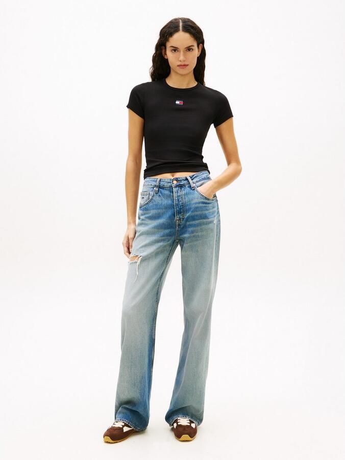 TOMMY JEANS Dames Tops & T-shirts Twj Slim Badge Rib Tee Zwart - Foto 9