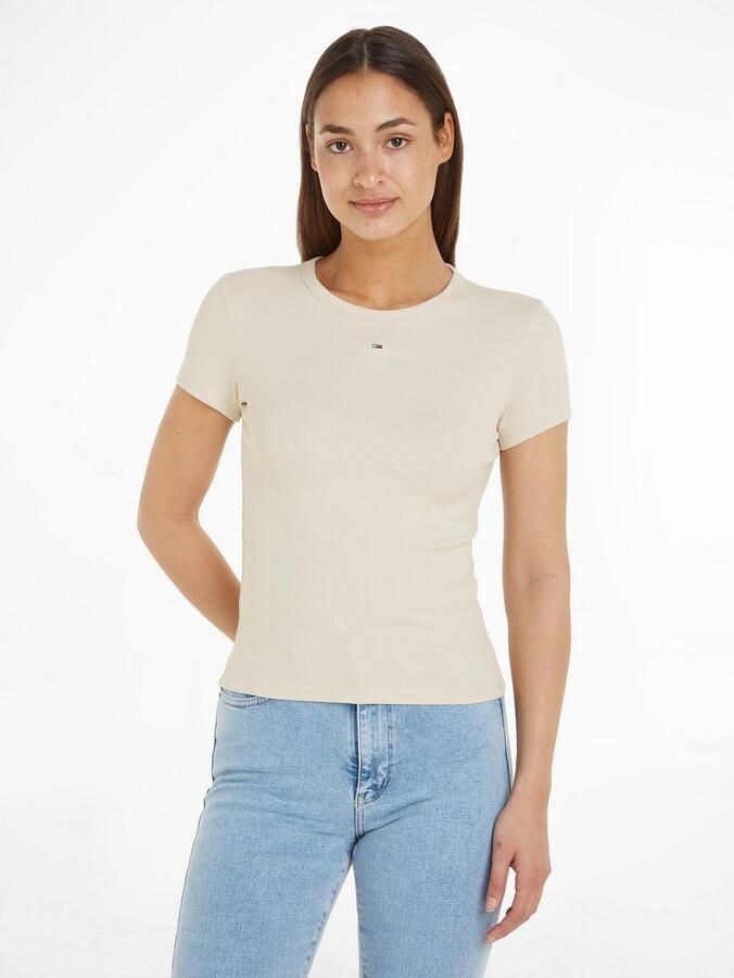 TOMMY JEANS Dames Tops & T-shirts Tjw Slim Essential Rib Ss Ext Ecru - Foto 7