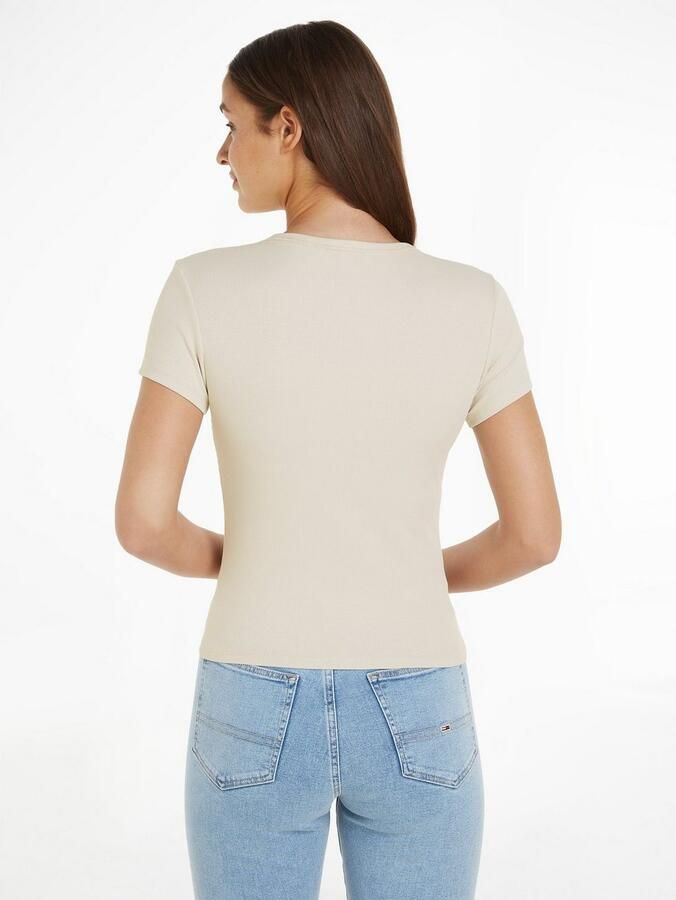 TOMMY JEANS Dames Tops & T-shirts Tjw Slim Essential Rib Ss Ext Ecru - Foto 8