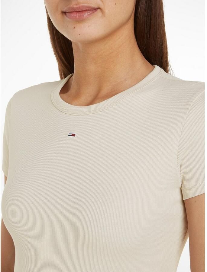 TOMMY JEANS Dames Tops & T-shirts Tjw Slim Essential Rib Ss Ext Ecru - Foto 3