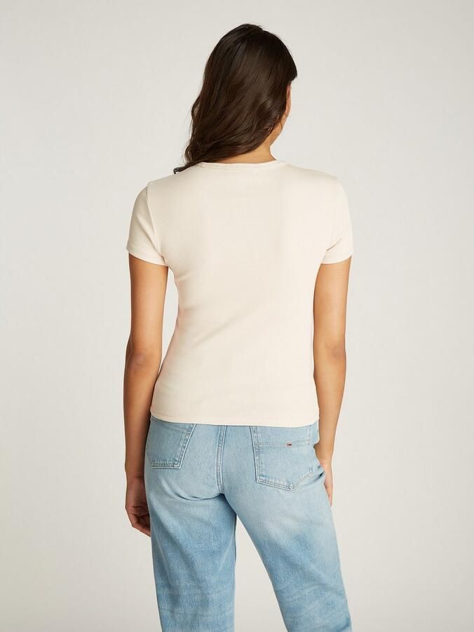 TOMMY JEANS Dames Tops & T-shirts Tjw Slim Essential Rib Ss Ext Ecru - Foto 9