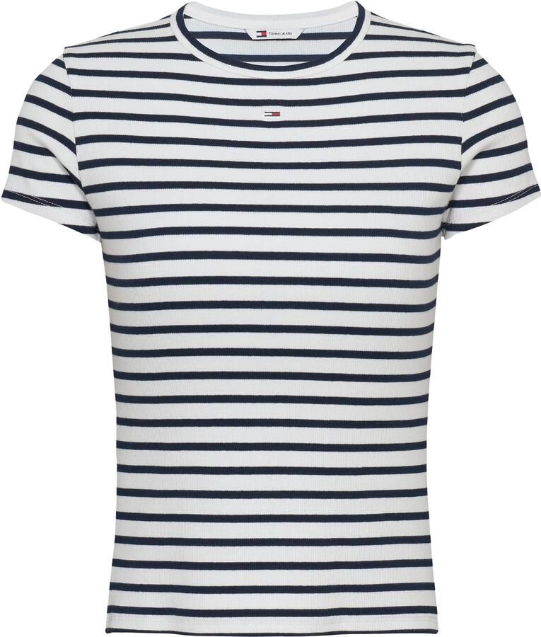 TOMMY JEANS Dames Tops & T-shirts Tjw Slim Essential Rib Ss Ext Wit - Foto 6