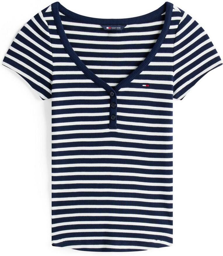 TOMMY JEANS Shirt met korte mouwen TJW SLIM HENLEY WAFFLE SS