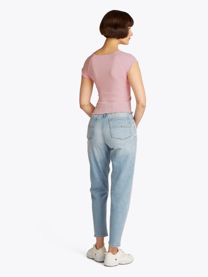 TOMMY JEANS Shirt met korte mouwen TJW SLIM VNECK GMD RIB SS met rolranden in vrouwelijke stijl - Foto 5