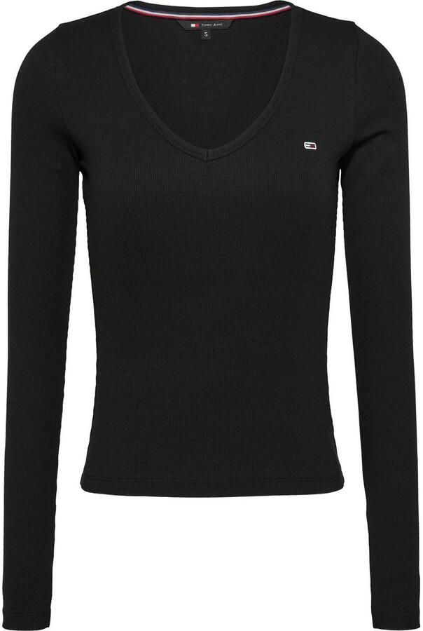 Tommy Jeans Slim fit shirt met lange mouwen en logostitching model 'ESSENTIAL' - Foto 6