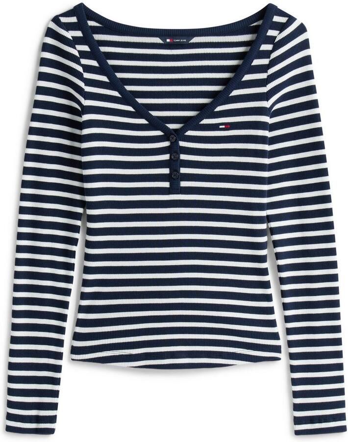 TOMMY JEANS Shirt met lange mouwen TJW SLIM HENLEY WAFFLE LS