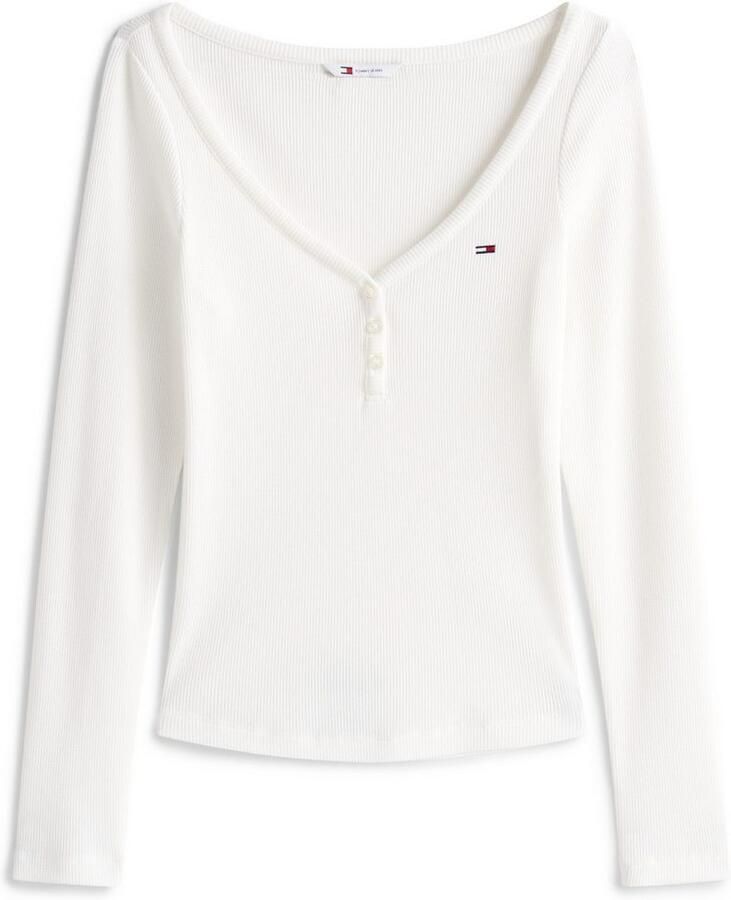 TOMMY JEANS Shirt met lange mouwen TJW SLIM HENLEY WAFFLE LS