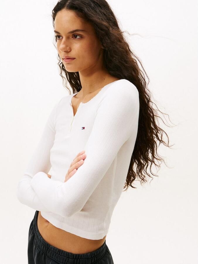 TOMMY JEANS Shirt met lange mouwen TJW SLIM SH IRREGULAR RIB LS