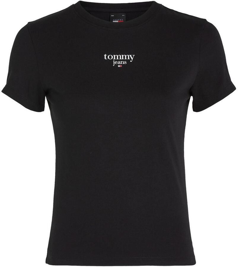 TOMMY JEANS Shirt met ronde hals TJW SLIM ESSENTIAL LOGO 1 SS EXT met logo-opdruk ronde hals