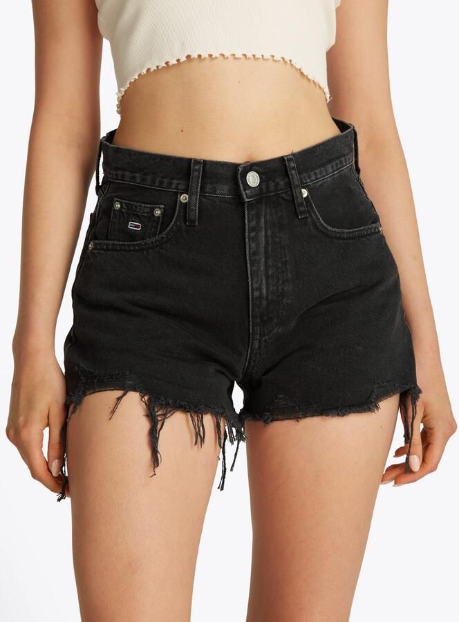 Tommy Jeans straight high waist denim short black denim - Foto 6