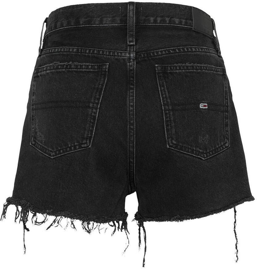 Tommy Jeans straight high waist denim short black denim