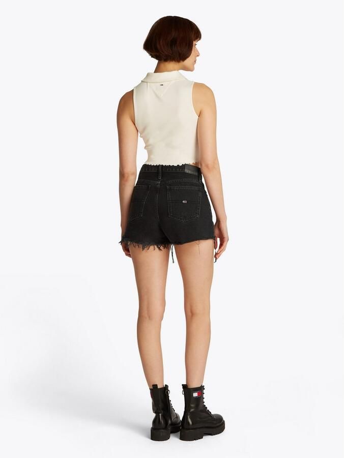 Tommy Jeans straight high waist denim short black denim - Foto 5