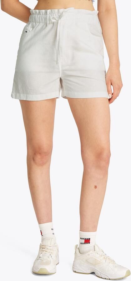 Tommy Jeans Regular fit korte paperbagbroek van een mix van katoen en linnen - Foto 7