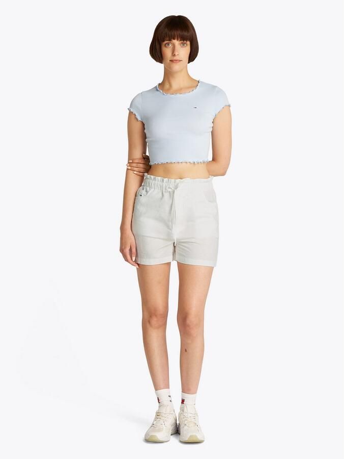 Tommy Jeans Regular fit korte paperbagbroek van een mix van katoen en linnen - Foto 5