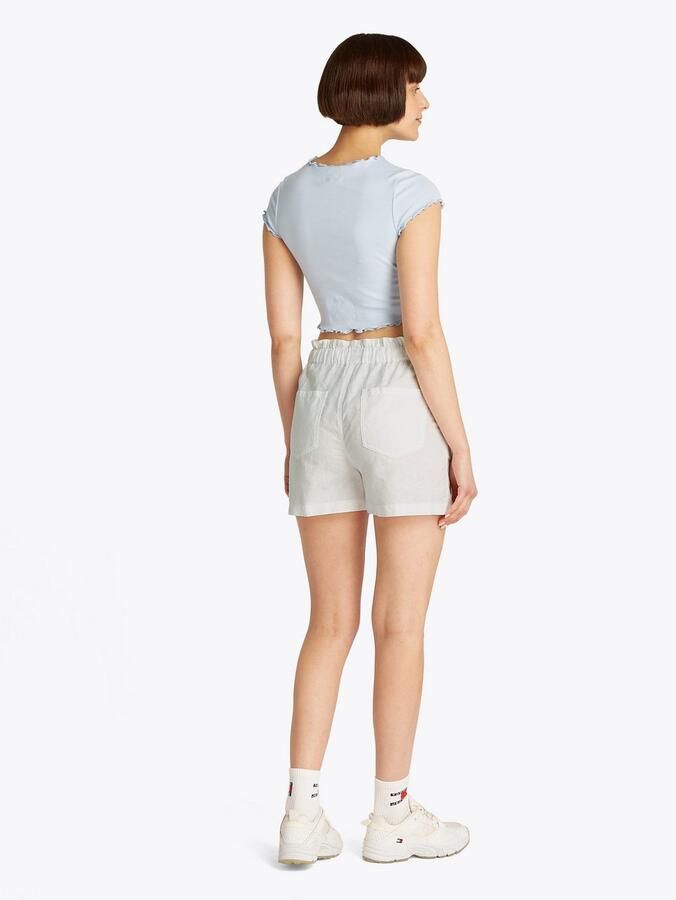 Tommy Jeans Regular fit korte paperbagbroek van een mix van katoen en linnen - Foto 6