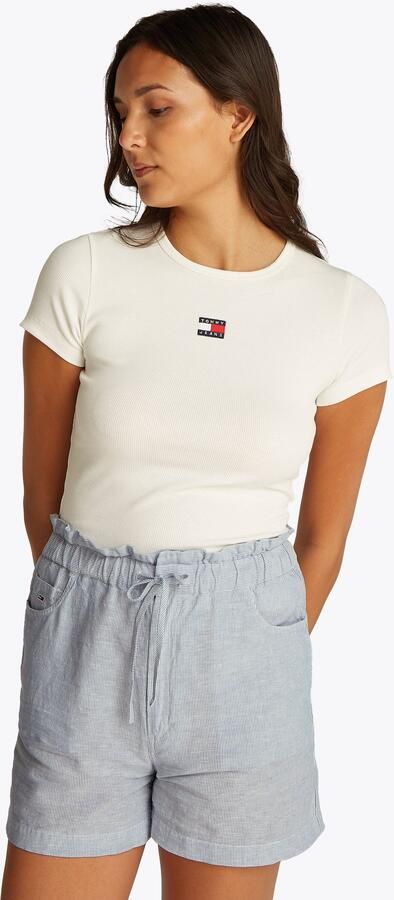 Tommy Jeans Regular fit korte paperbagbroek van een mix van katoen en linnen - Foto 10