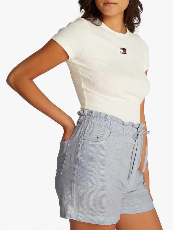 Tommy Jeans Regular fit korte paperbagbroek van een mix van katoen en linnen - Foto 7