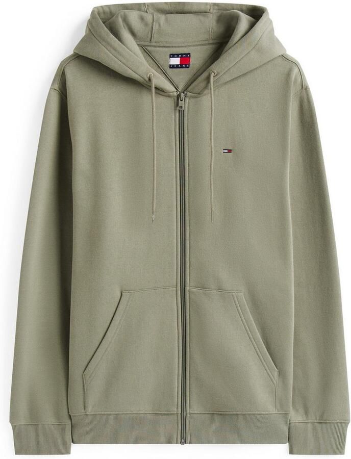 TOMMY JEANS Sweatshirt TJM REG S FLAG ZIP FLEECE THRU met geborduurd merklogo op borsthoogte