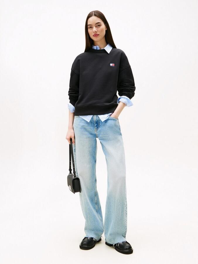 Tommy Jeans Zwarte Crewneck Sweater Moderne Pasvorm Black Dames - Foto 5