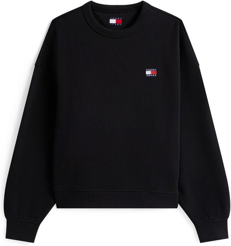 Tommy Jeans Zwarte Crewneck Sweater Moderne Pasvorm Black Dames