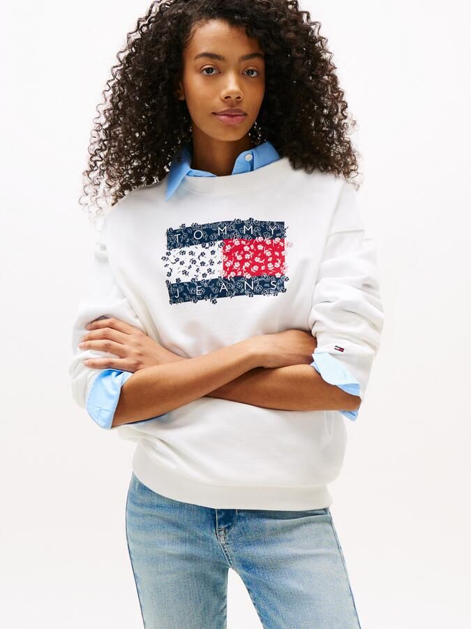TOMMY JEANS Sweatshirt TJW RLX FLORAL FLAG CREW met bloemenprint en logovlag - Foto 6