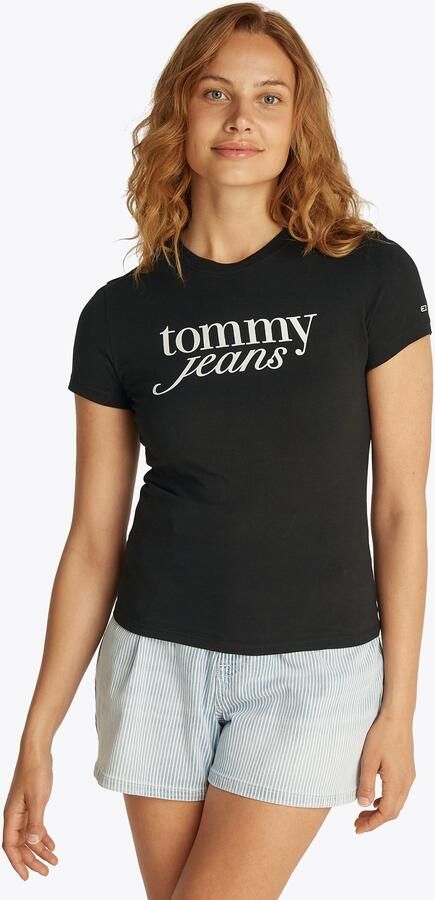 Tommy Jeans Curve Shirt met ronde hals Shirt TJW SLIM ESSENTIAL in grote maten logoprint op borsthoogte met logoborduring - Foto 4