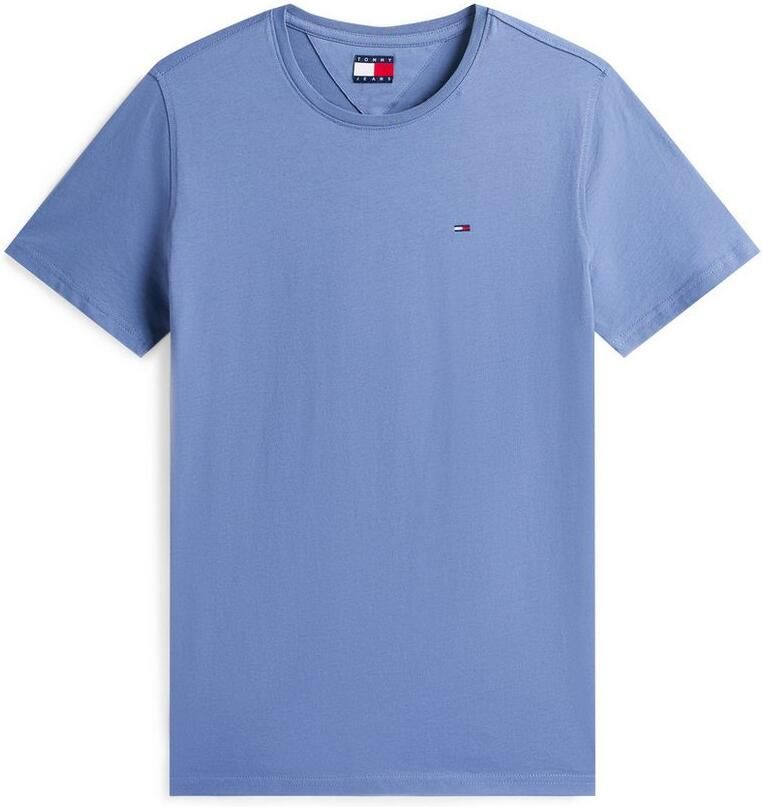 TOMMY JEANS T-shirt TJM ESSENTIAL SOLID TEE met ronde hals en subtiele logo-vlag