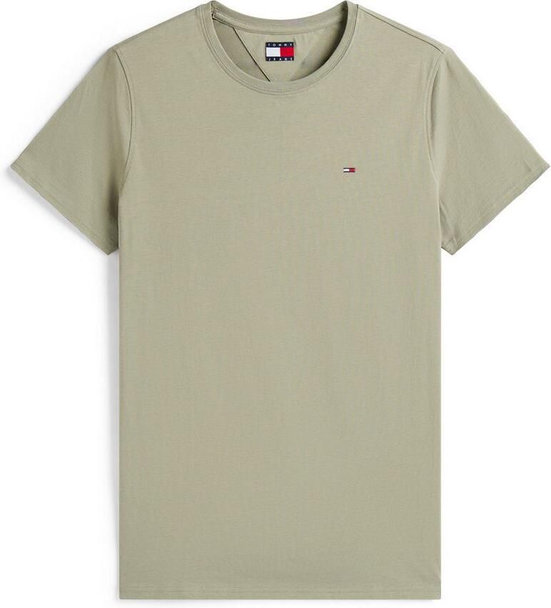 TOMMY JEANS T-shirt TJM ESSENTIAL SOLID TEE met ronde hals en subtiele logo-vlag