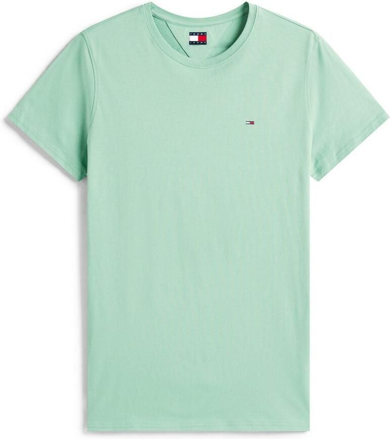 TOMMY JEANS T-shirt TJM ESSENTIAL SOLID TEE met ronde hals en subtiele logo-vlag