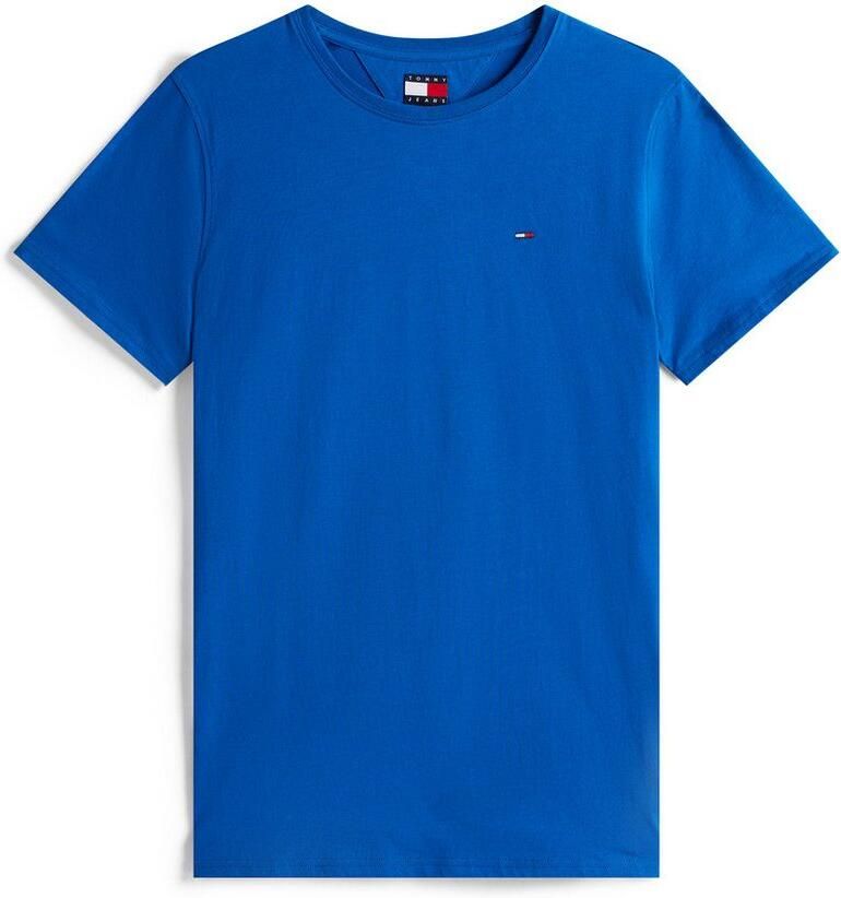 TOMMY JEANS T-shirt TJM ESSENTIAL SOLID TEE met ronde hals en subtiele logo-vlag