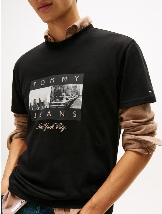 TOMMY JEANS T-shirt TJM PHOTO FLAG Jersey met fotoprint regular fit ronde hals