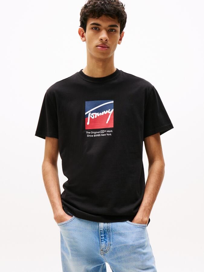 Tommy Jeans T-shirt Korte Mouw Graphic Print Signature Logo T-Shirt Black - Foto 4